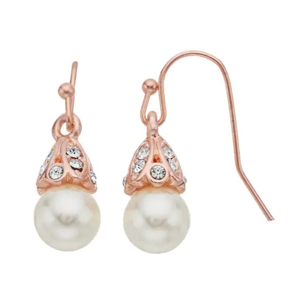 LC Lauren Conrad Jewelry - Lauren Conrad Rose Gold Pearl & Stone Drop Earring